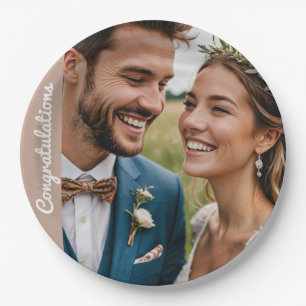 Prato De Papel texto personalizado e foto personalizada de festa