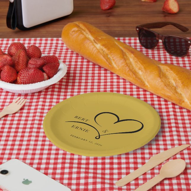 Prato De Papel Texto Personalizado Papel de Casamento Placa de 7" (Piquenique)