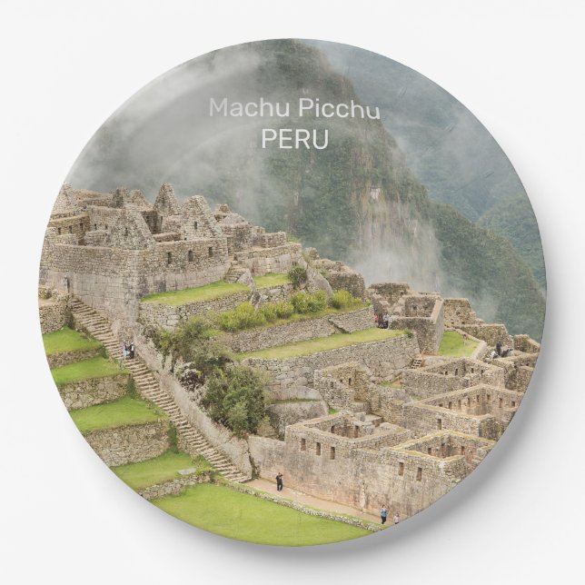 Prato De Papel Texto personalizado Peru Machu Picchu (Frente)