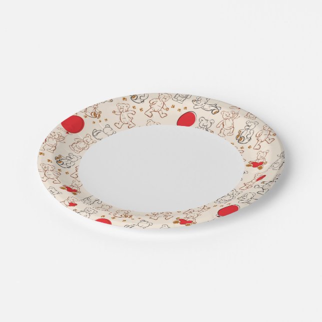 Prato De Papel Textura Com Ursos De Teddy (Inclinado)