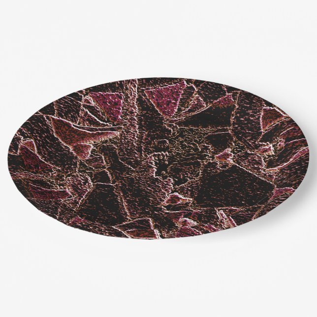 Prato De Papel Textura estilo rocha marrom entalhada (Inclinado)