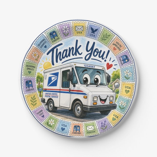 Prato De Papel Thank you Postal Workers  (Frente)