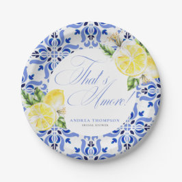 Prato De Papel That's Amore Lemon Italian Blue Tile Bridal Shower