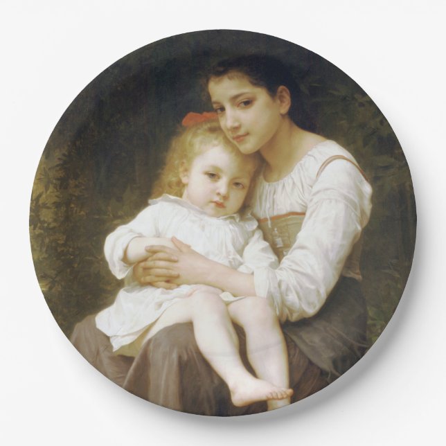 Prato De Papel The Elder Sister (por William Bouguereau) (Frente)