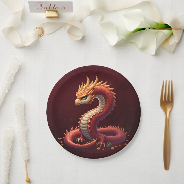 Prato De Papel The golden serpent dragon.  (Casamento)