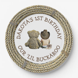 Prato De Papel Themed primeiro aniversario Cowboy Personalizado