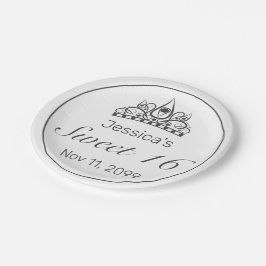 Prato De Papel Tiara Moderno Mínimo Negro Negro Branco 16
