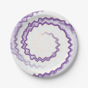 Prato De Papel Tie dye Púrpura violeta branca espiral legal