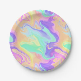 Prato De Papel Tie Dye Swirl Marble Retro Groovy