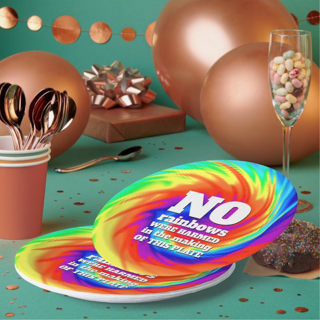 Prato De Papel TieDye Engraçado Nenhum Arco-Chuva Foi Aquecido... (Múltiplo)