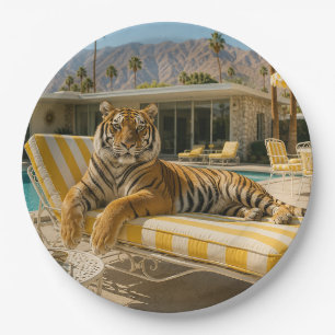 Prato De Papel Tigre à Beira da Piscina em Palm Springs