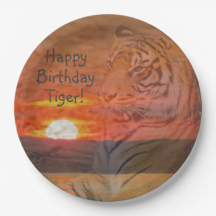 Prato De Papel Tigre do feliz aniversario!