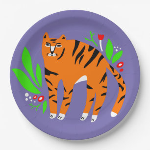 Prato De Papel Tigre em flores