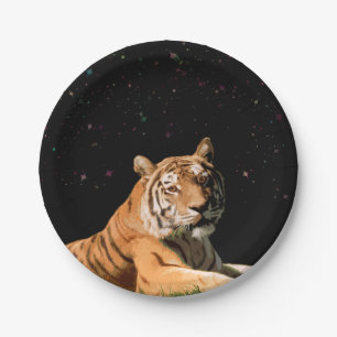 Prato De Papel Tigre sob a placa de papel das estrelas