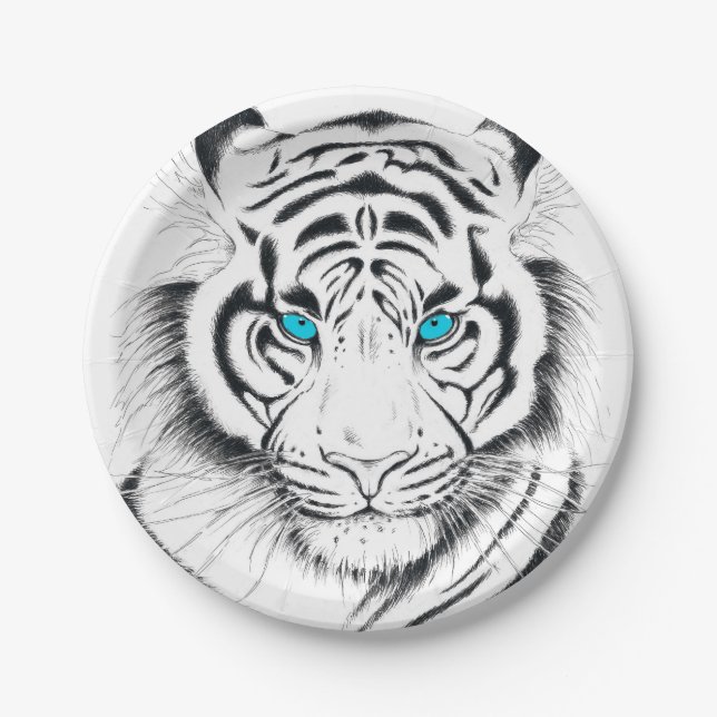 Prato De Papel Tigre-Tigre Branco (Frente)
