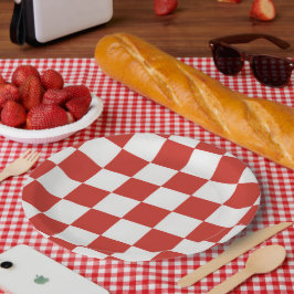 Prato De Papel Timeless Charm Red & White Checkered Cheerful BBQ