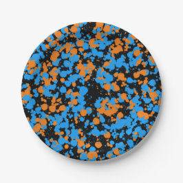 Prato De Papel Tinta borrifada laranja azul
