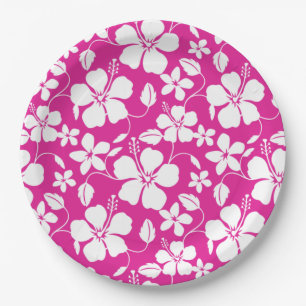 PRATO DE PAPEL TINTA QUENTE HAWAIIAN HULA (HIBISCUS)