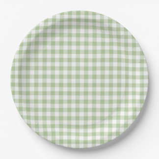 Prato De Papel Tiny Sage and White Gingham