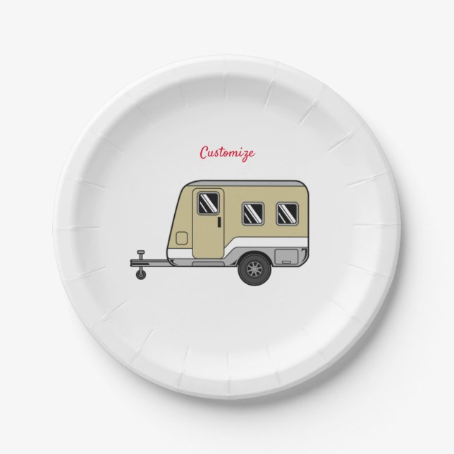 Prato De Papel Tiny Tan Caravan Camper Thunder_Cove (Frente)