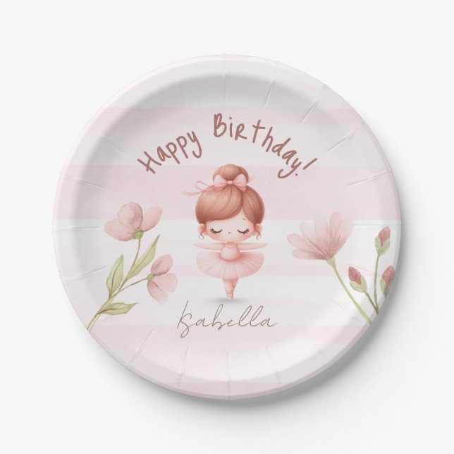 Prato De Papel Tiny Twirls – Ballerina  (Frente)