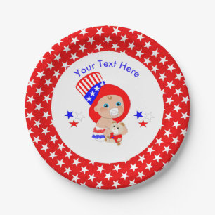 Prato De Papel Tio Patriótico Sam American Baby Personalizado