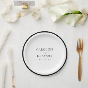 Prato De Papel Tipografia de Casamento de Roteiro Simples e Elega