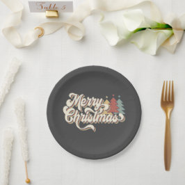 Prato De Papel Tipografia de Natal Merry Vintage