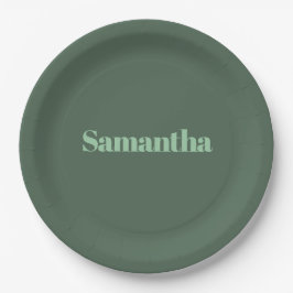 Prato De Papel Tipografia de Nome Personalizado Elegante |verde s