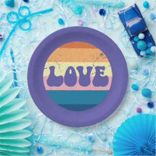 Prato De Papel Tipografia Do Amor Com Vintage Sunset Strips