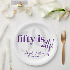Prato De Papel Tipografia em negrito com 50ª Festa de aniversário