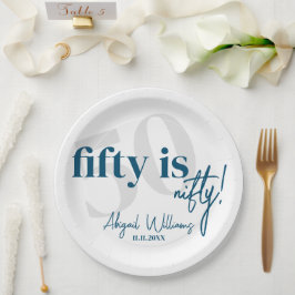 Prato De Papel Tipografia em negrito com 50ª Festa de aniversário