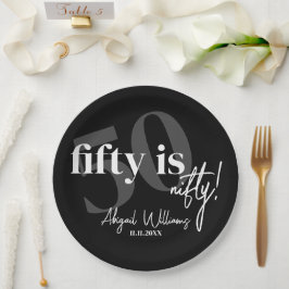 Prato De Papel Tipografia em negrito com 50ª Festa de aniversário