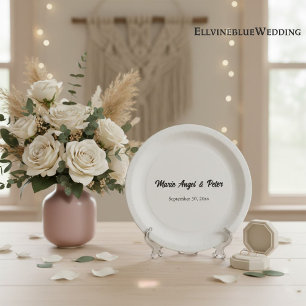 Prato De Papel Tipografia Minimalista Elegante Casamento
