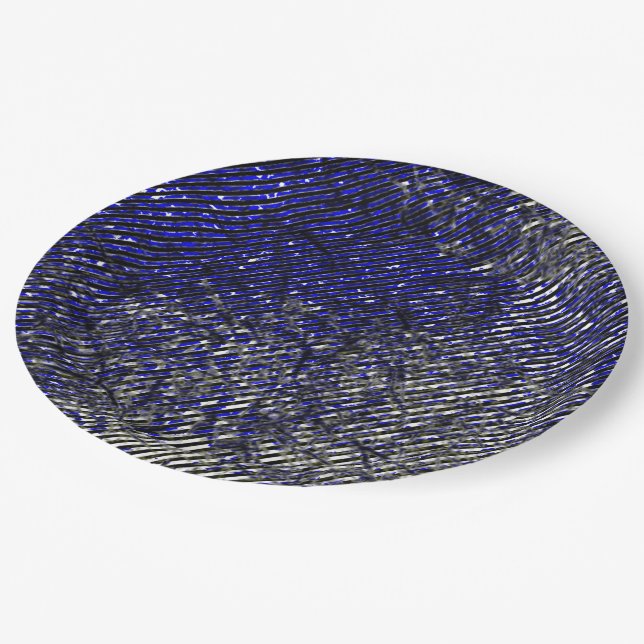 Prato De Papel Tiras azuis descascando suas cores (Inclinado)