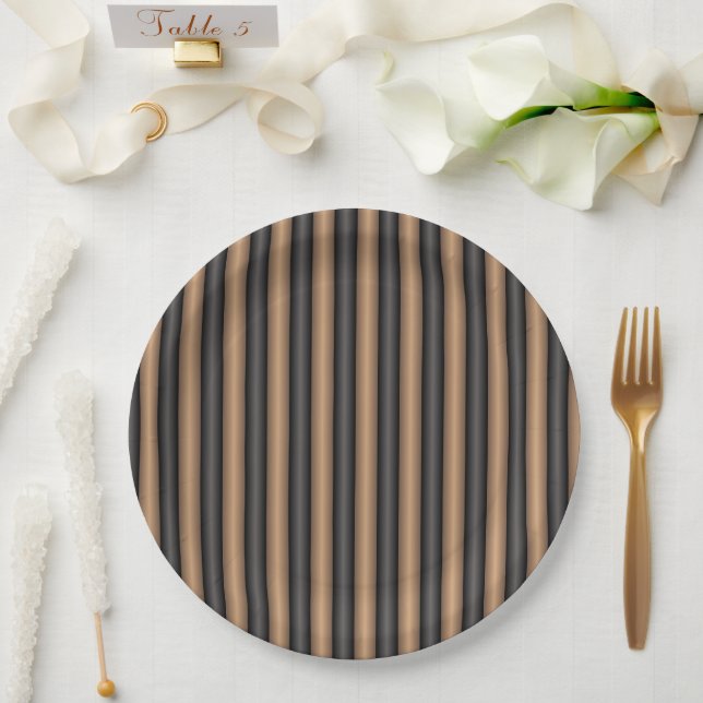 Prato De Papel Tiras castanhas torradas com Na moda moderno com p (Casamento)