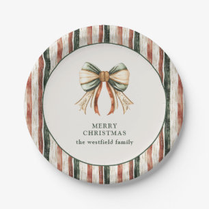 Prato De Papel Tiras Rústicas Personalizadas Feliz Natal