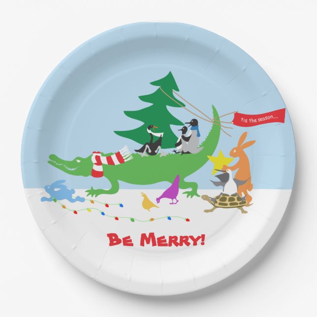 Prato De Papel Tis the Season Merry Paper Plates (Frente)