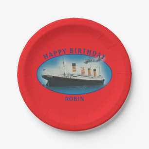 Prato De Papel Titanic Birthday Red RMS White Star Nave