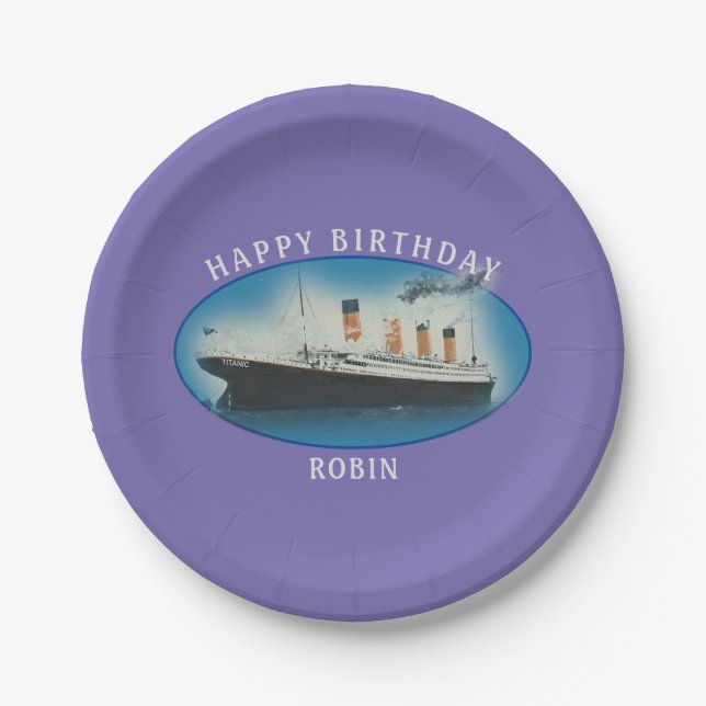 Prato De Papel Titanis Birthday RMS White Star Line Ship (Frente)