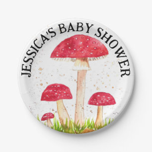 Prato De Papel Toadool Mushroom Floresta aquarela Vermelha Nature