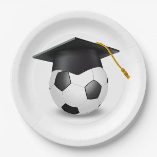 Prato De Papel Toca de Formatura em uma Bola de Futebol