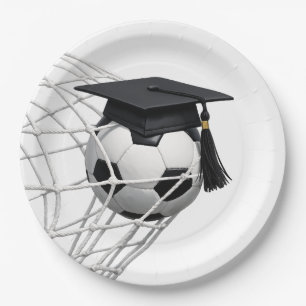 Prato De Papel Toca de Formatura em uma Bola de Futebol