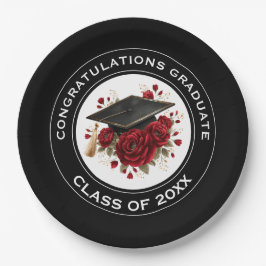 Prato De Papel Toca de Formatura & Rosas Vermelhas Turma de 20XX