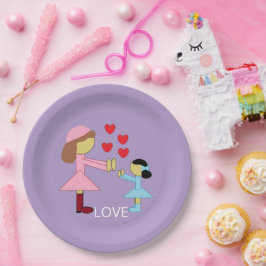 Prato De Papel Todas as Crianças Precisam De Amor: Lavanda