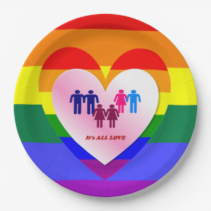 Prato De Papel Todos os Casais do Orgulho do Amor