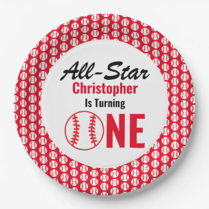 Prato De Papel Todos os primeiros aniversarios Star Baseball