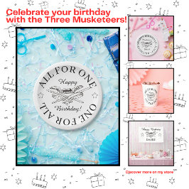 Prato De Papel Todos por um para todos os mosqueteiros Feliz aniv