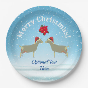 Prato De Papel Toggenburg Dairy Goat Christmas na neve