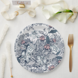 Prato De Papel Toile-De-Jouy Padrão Francês Vintage Casamento 